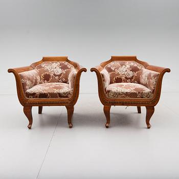 FÅTÖLJER, 1 par, Karl Johanstil, 1900-talets början.