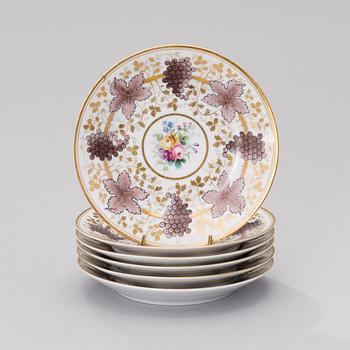 SIX PLATES FROM THE KOROBEVSKY SERVICE, Imperial porcelain factory, time of Nikolai II 1910s.