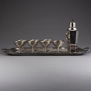 COCKTAILSET, 13 delar, nysilver, bland annat GAB, Stockholm, 1900-tal.