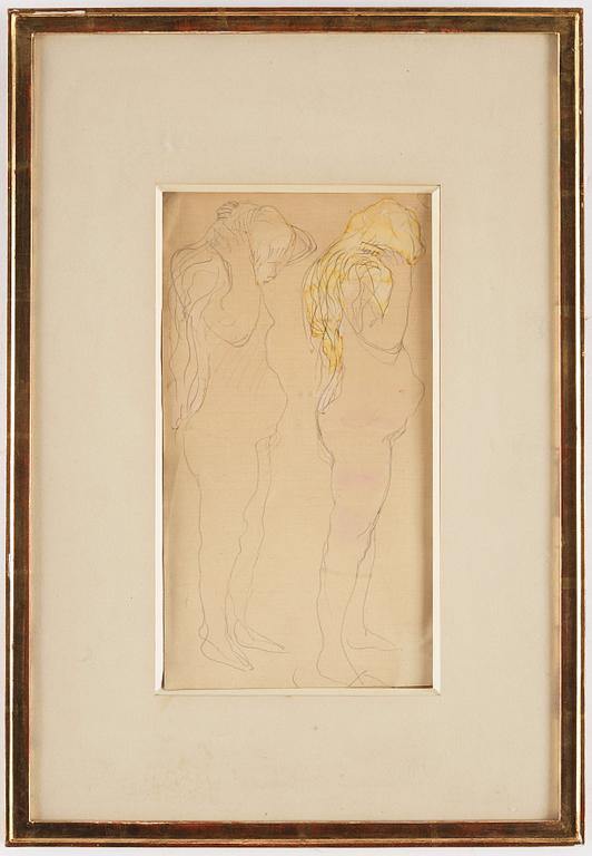 Auguste Rodin, Två studier av naken kvinna som kammar sitt blonda hår.