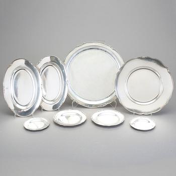 FAT, 8 st, silver och nysilver, W.A. Bolin, Stockholm, 1934-1937. Vikt silver ca 947 gram.