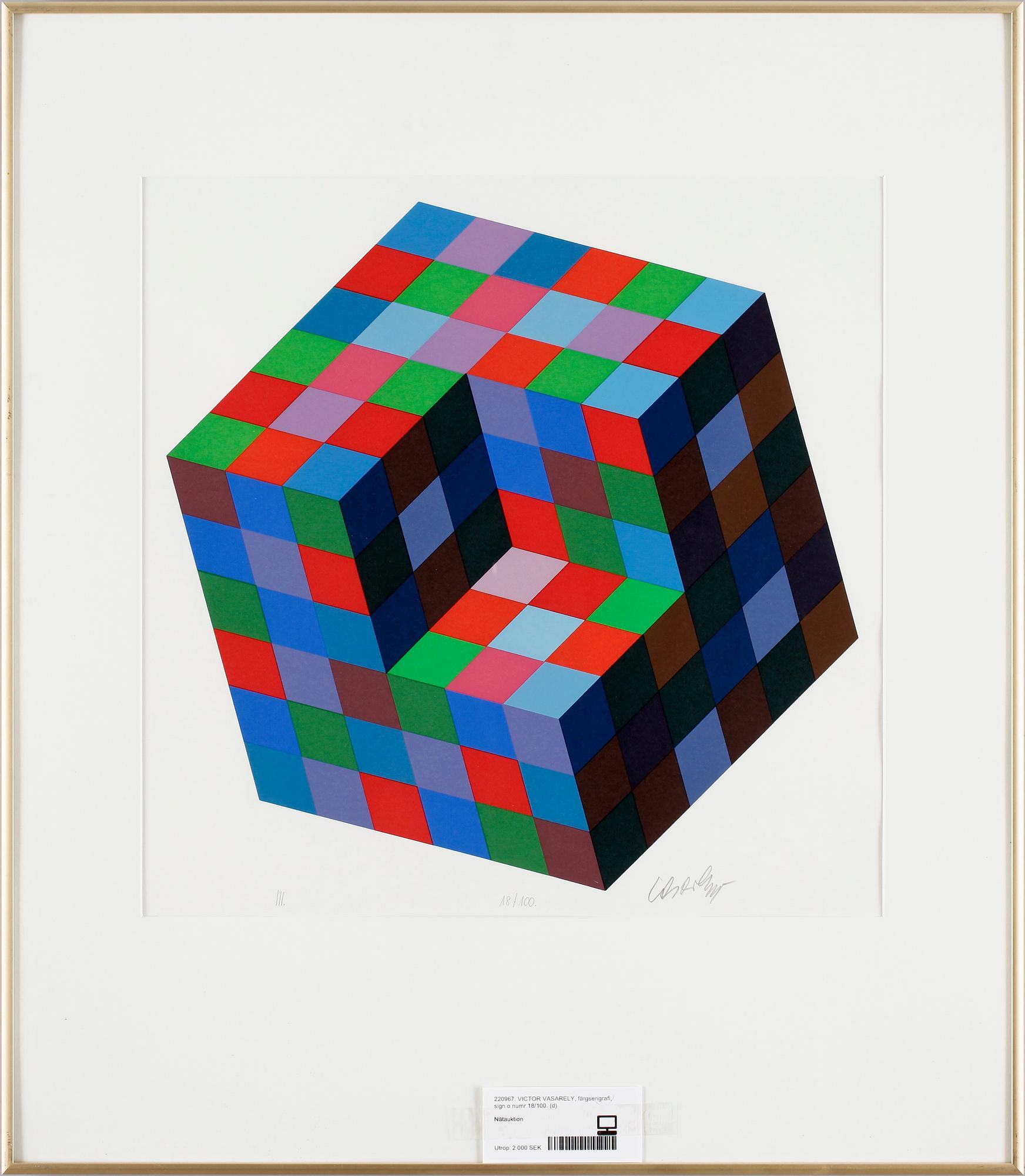VICTOR VASARELY, färgseriegrafi, sign o numr 18/100.