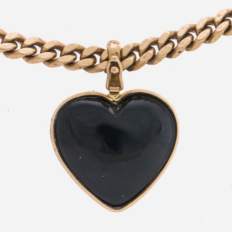 COLLIER 18K guld, hänge m svart sten troligen onyx,