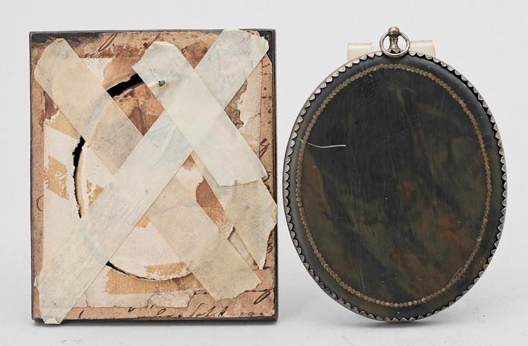 OKÄND KONSTNÄR, gouacher 2 st, miniatyrer, 1800-tal.