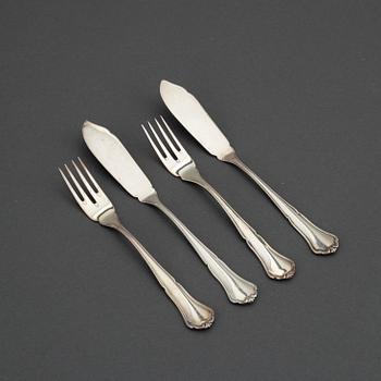 A 'Hansa' silver cutlery, CG Hallberg Stockholm, some 1961. (24 pc).