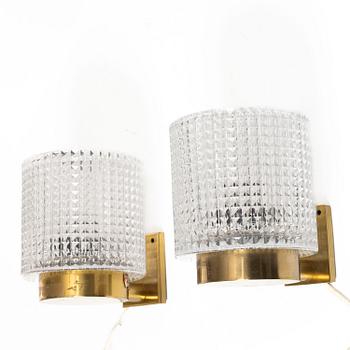 Carl Fagerlund, wall lamps, a pair, Orrefors, 1960s.