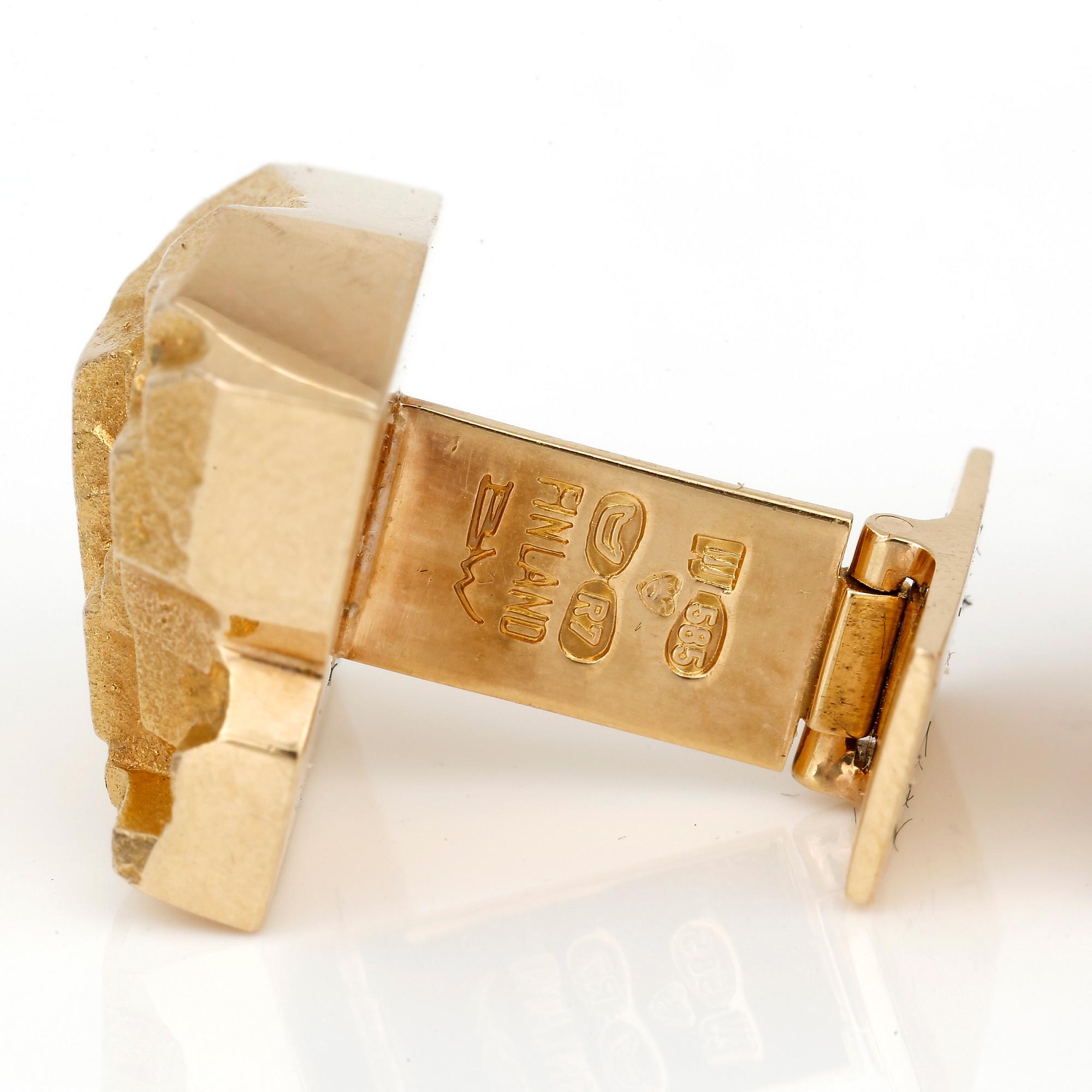 MANSCHETTKNAPPAR, ett par, 14k guld, Björn Weckström, Lapponia, 1970. Vikt ca 13,3 gram.