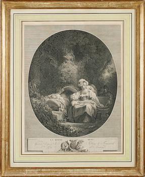 JEAN HONORÉ FRAGONARD, 3 st, efter, kopparstick, 1700-/1800-tal.