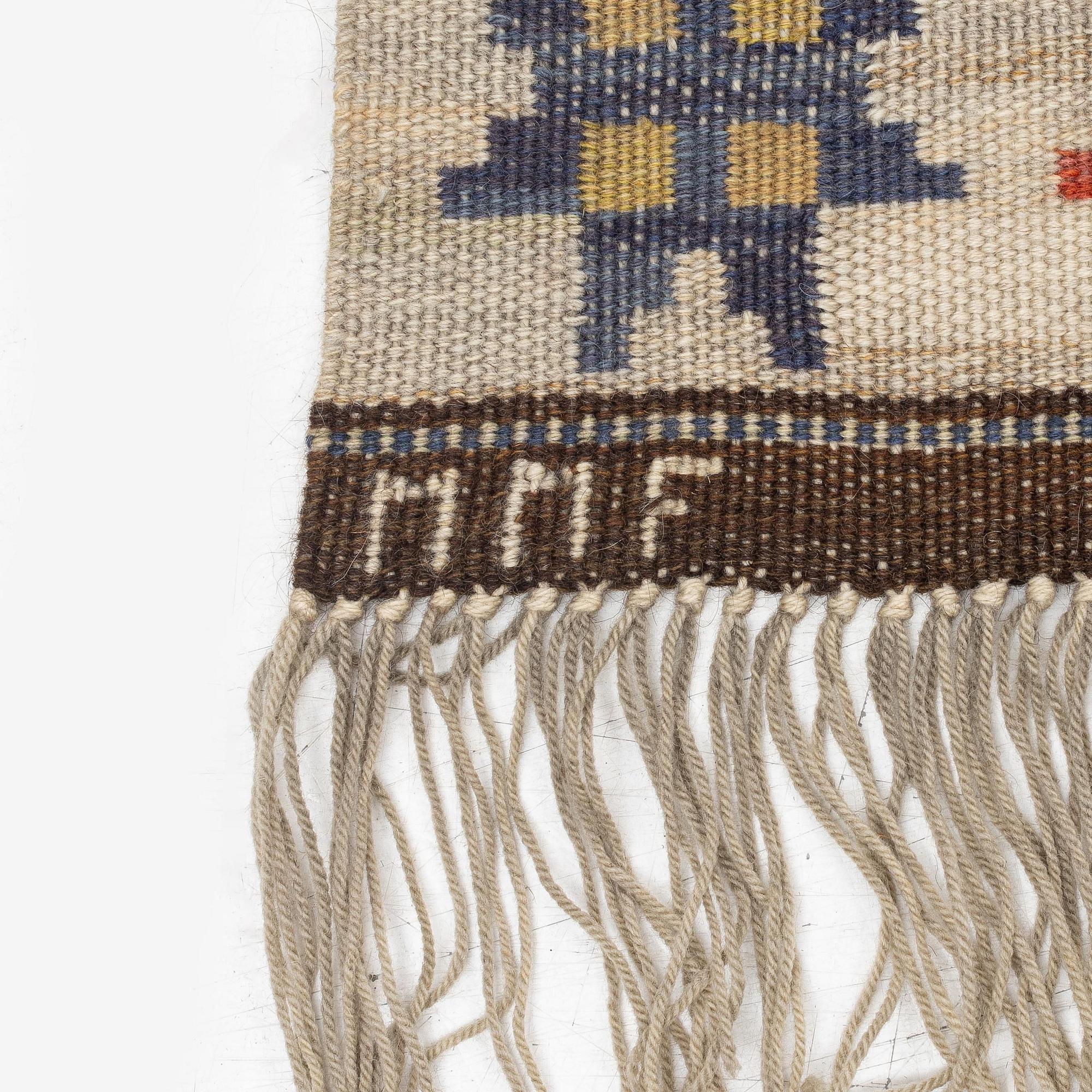 Märta Måås-Fjetterström, a 'Lammet' drape, flat weave, c. 200 x 125 cm, signed MMF.