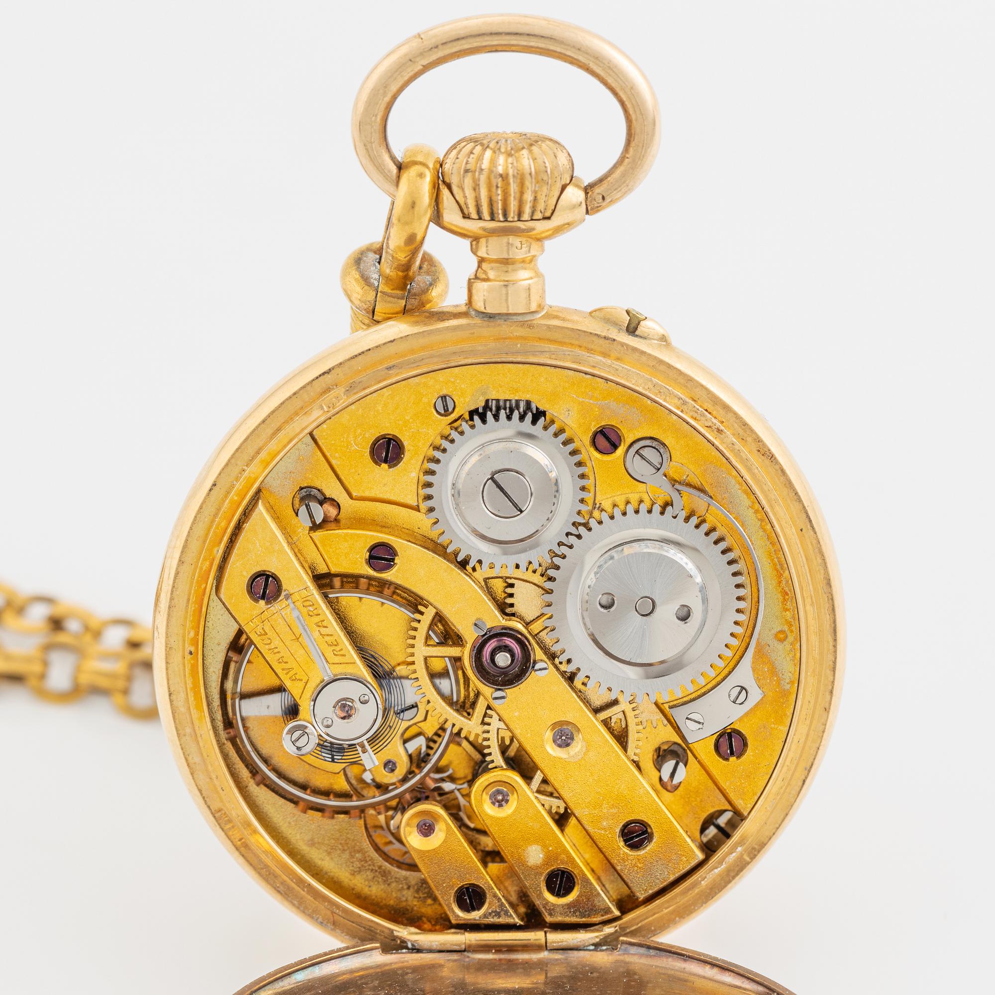 Pocket watch, 18K gold, 37 mm.