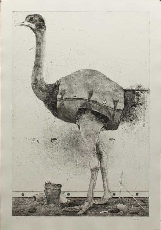 PG THELANDER, färgetsning, sign och numr 39/80.