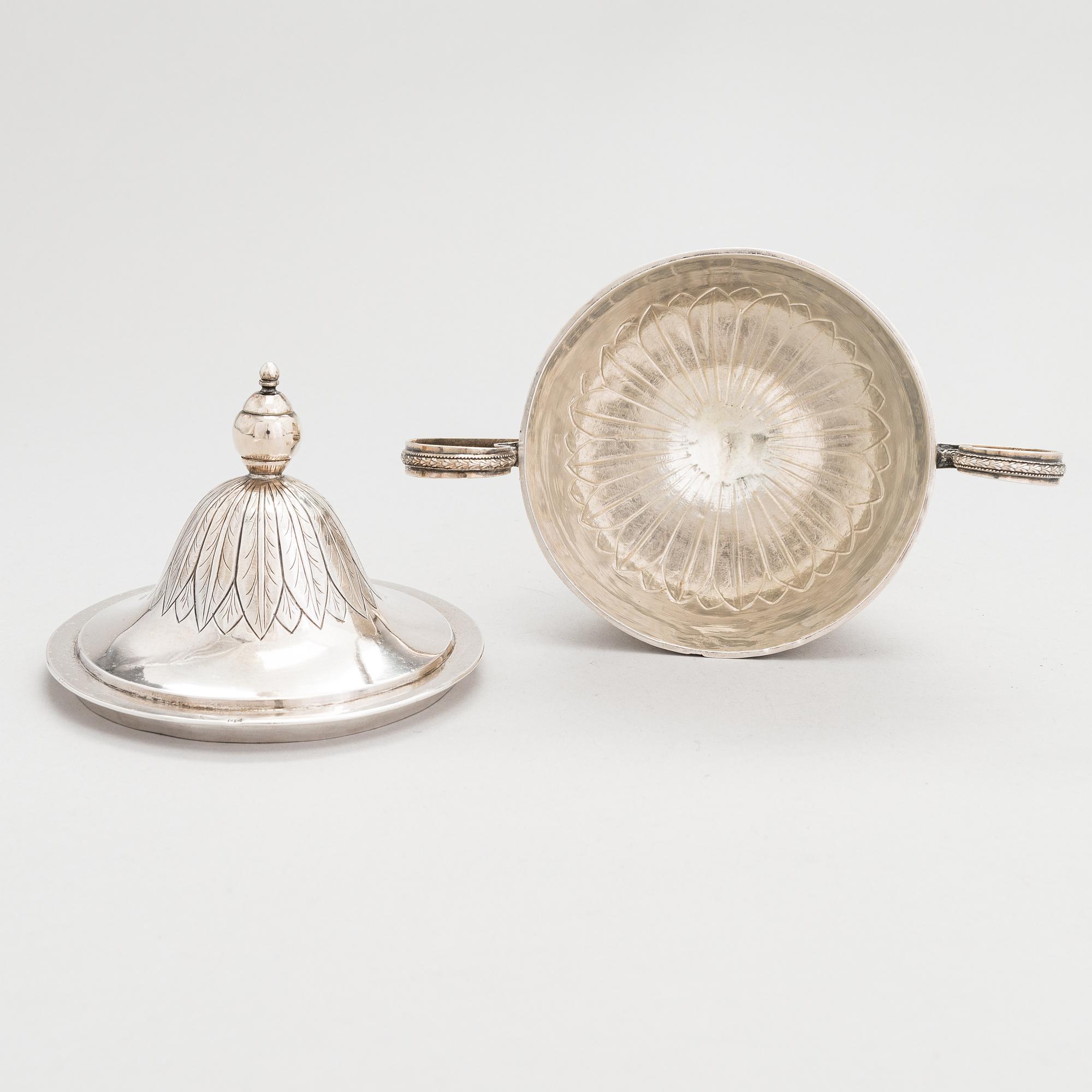 A lidded silver sugar bowl, Moscow, Russia 1807. Cyrillic maker's mark FS, Fyodor Serebrianikov.
