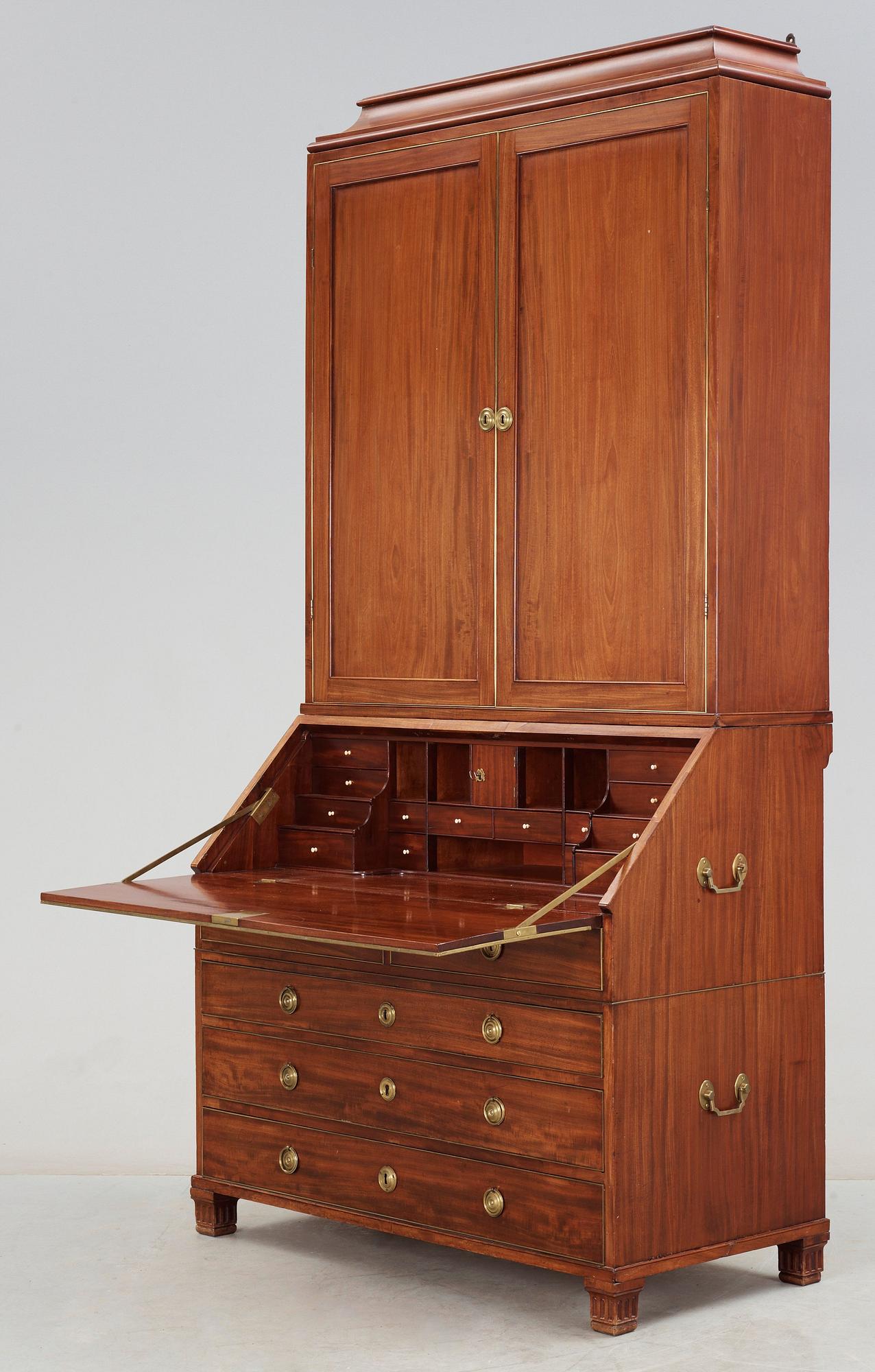 A late Gustavian 18th century writing cabinet by J. C. Linning, master 1779.