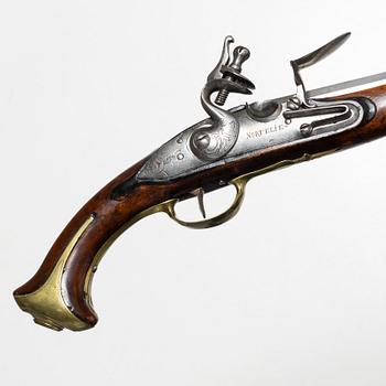 Flintlåspistoler, ett par, signerade C. SCHEL 1709, Nortelie. (Caspar el.Christopher Schiel).