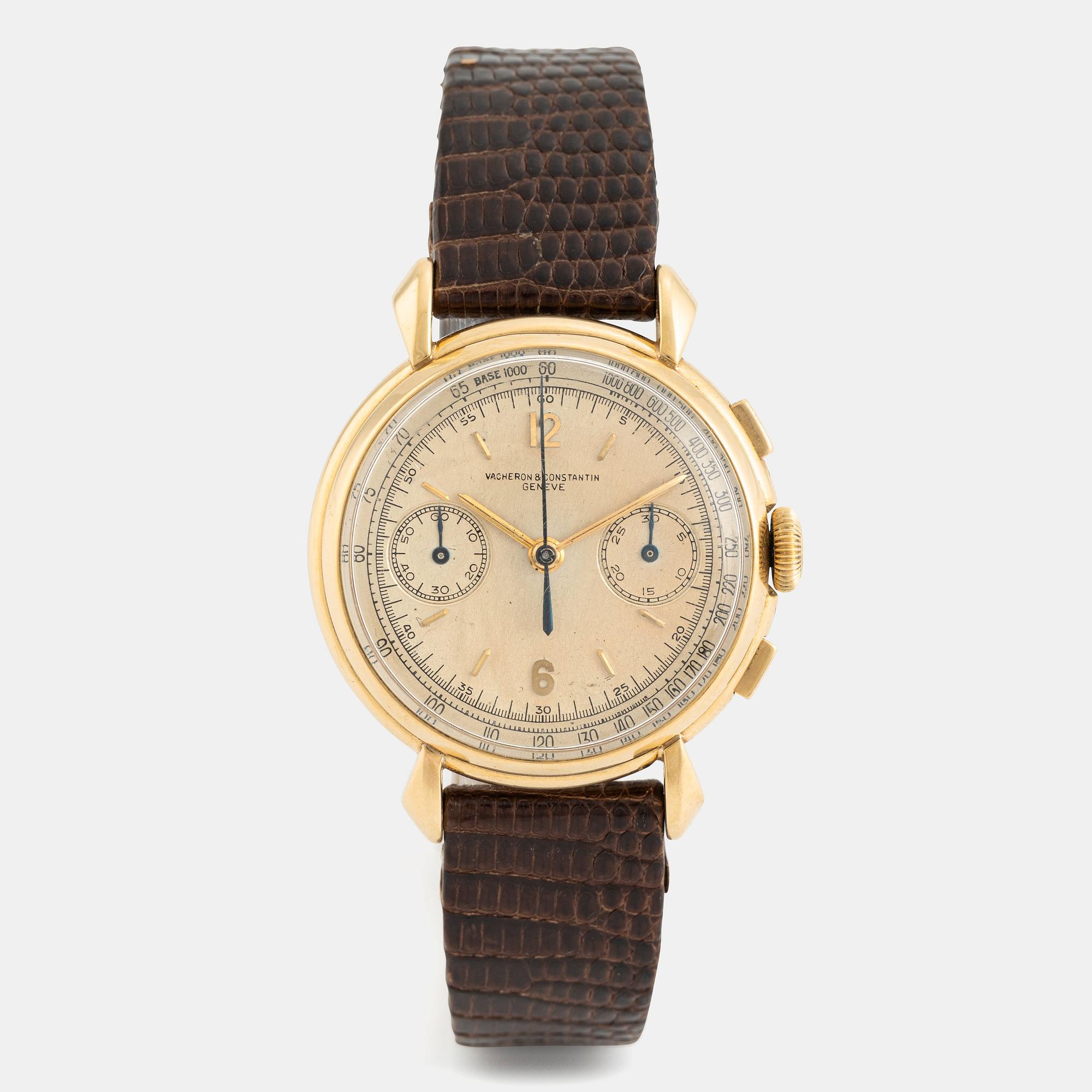 Vacheron & Constantin, "Teardrop Lugs", "Base 1000", kronograf, ca 1950.