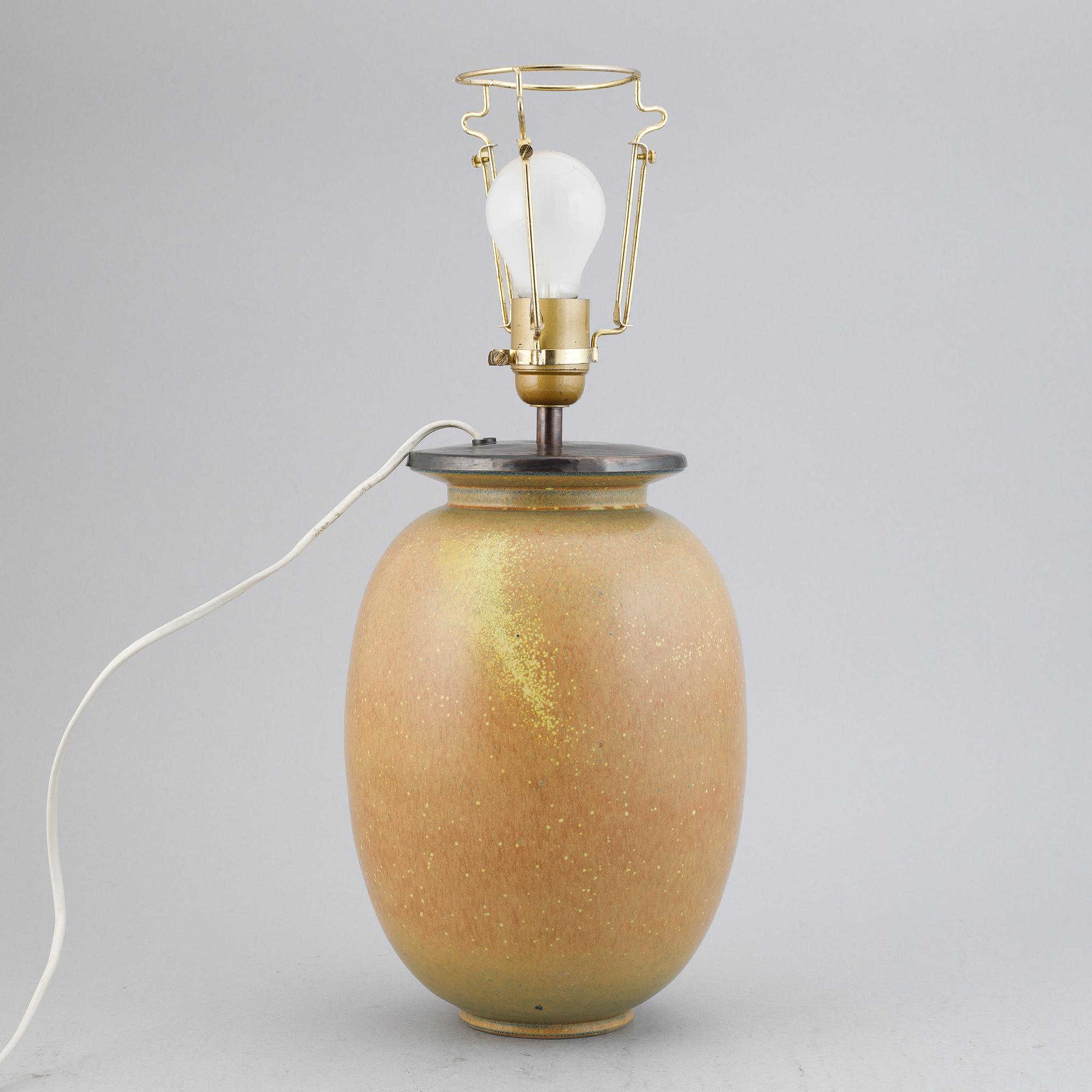 Gunnar Nylund, a stoneware vase / table lamp, Rörstrand, Sweden 1940s.