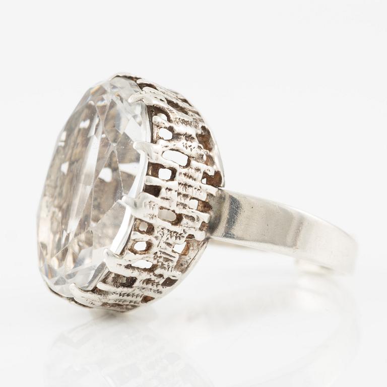 Bengt Hallberg, ring in sterling silver with rock crystal, Köping, 1973.