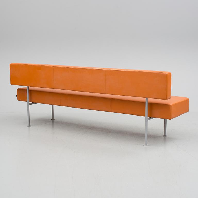 A three part leather upholstered 'Longo' sofa from Klaessons Möbler, Fjugesta.