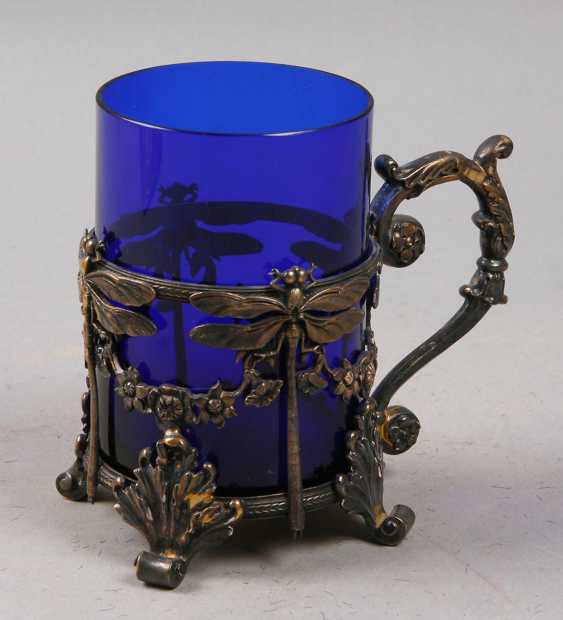 GLASHÅLLARE, silver och glas, Vladimirov, St Petersburg, Ryssland. 1800-talets slut.
