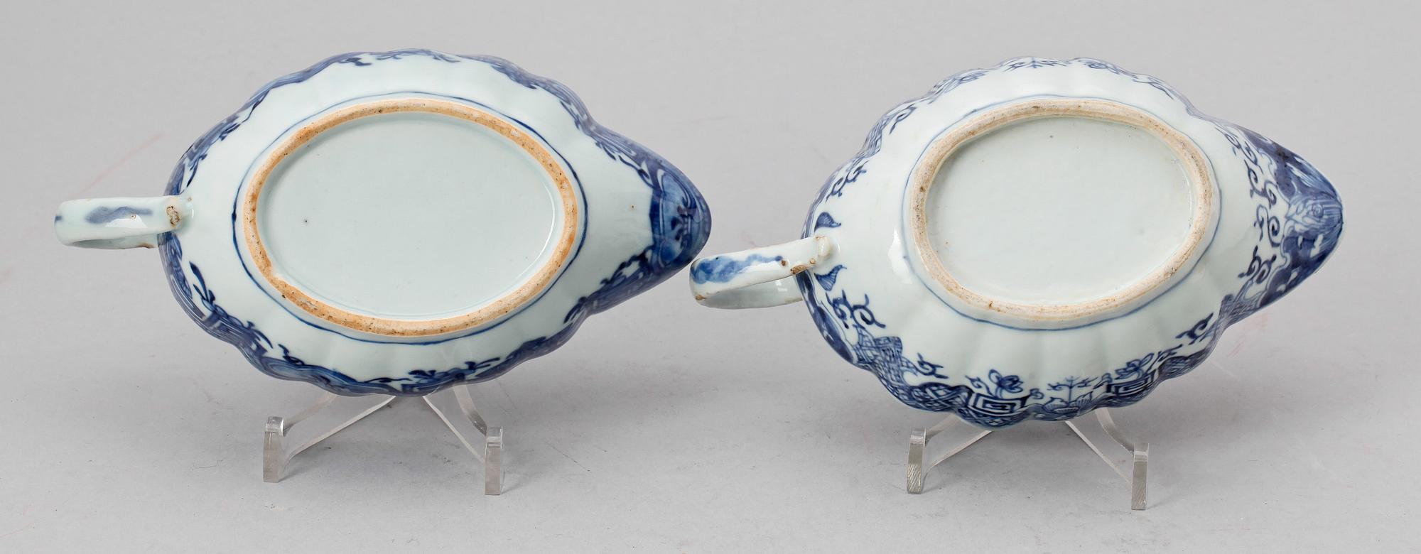 SÅSSNIPOR, 2 st, porslin, Qianlong, Kina 1700-tal.