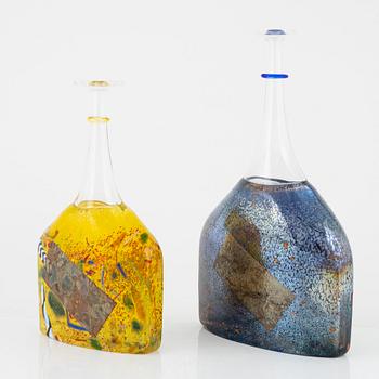 Bertil Vallien, two bottles, Artist Collection, Kosta Boda.