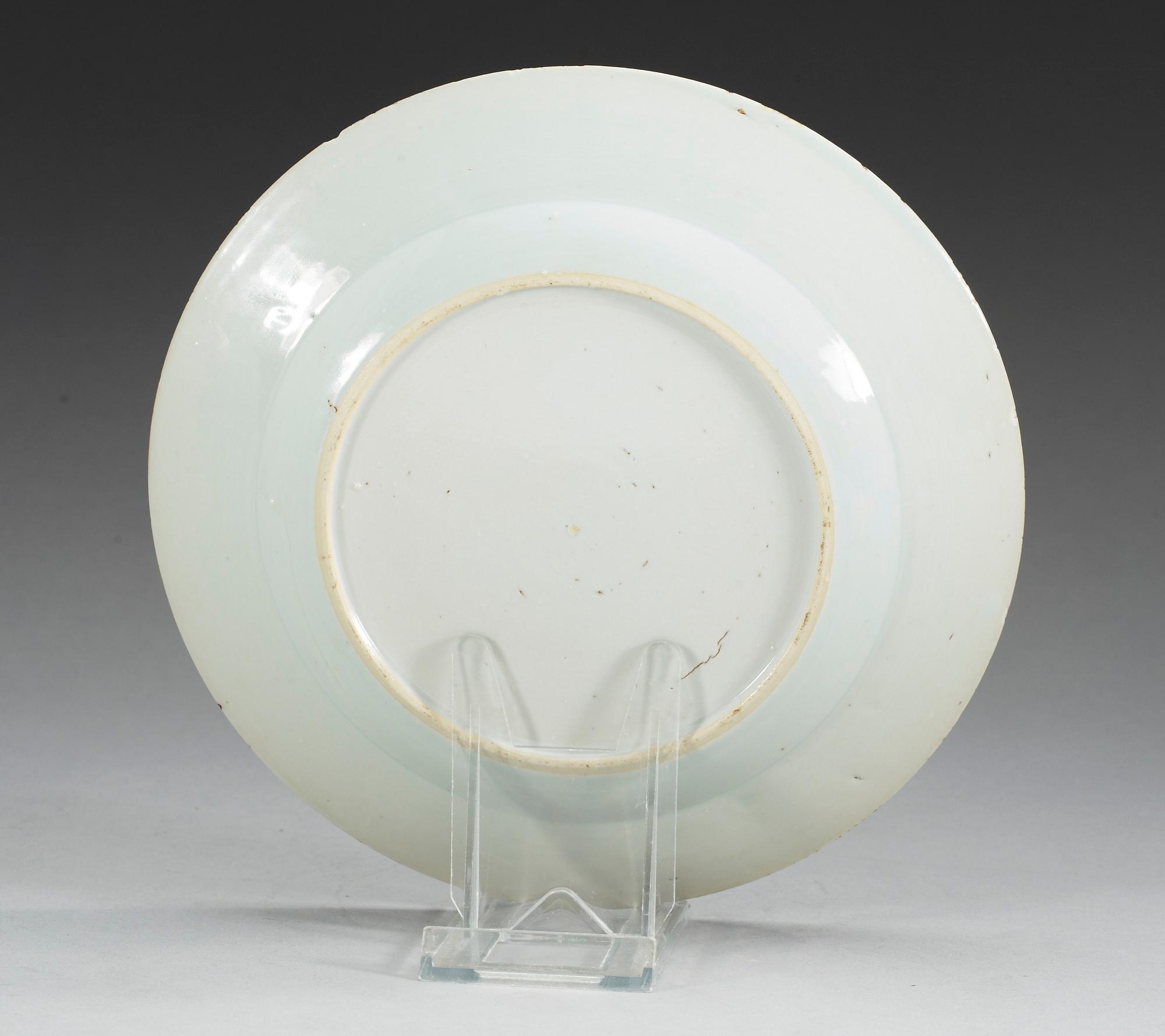 TALLRIKAR, 12 stycken, kompaniporslin. Qing dynastin, Qianlong (1736-95).