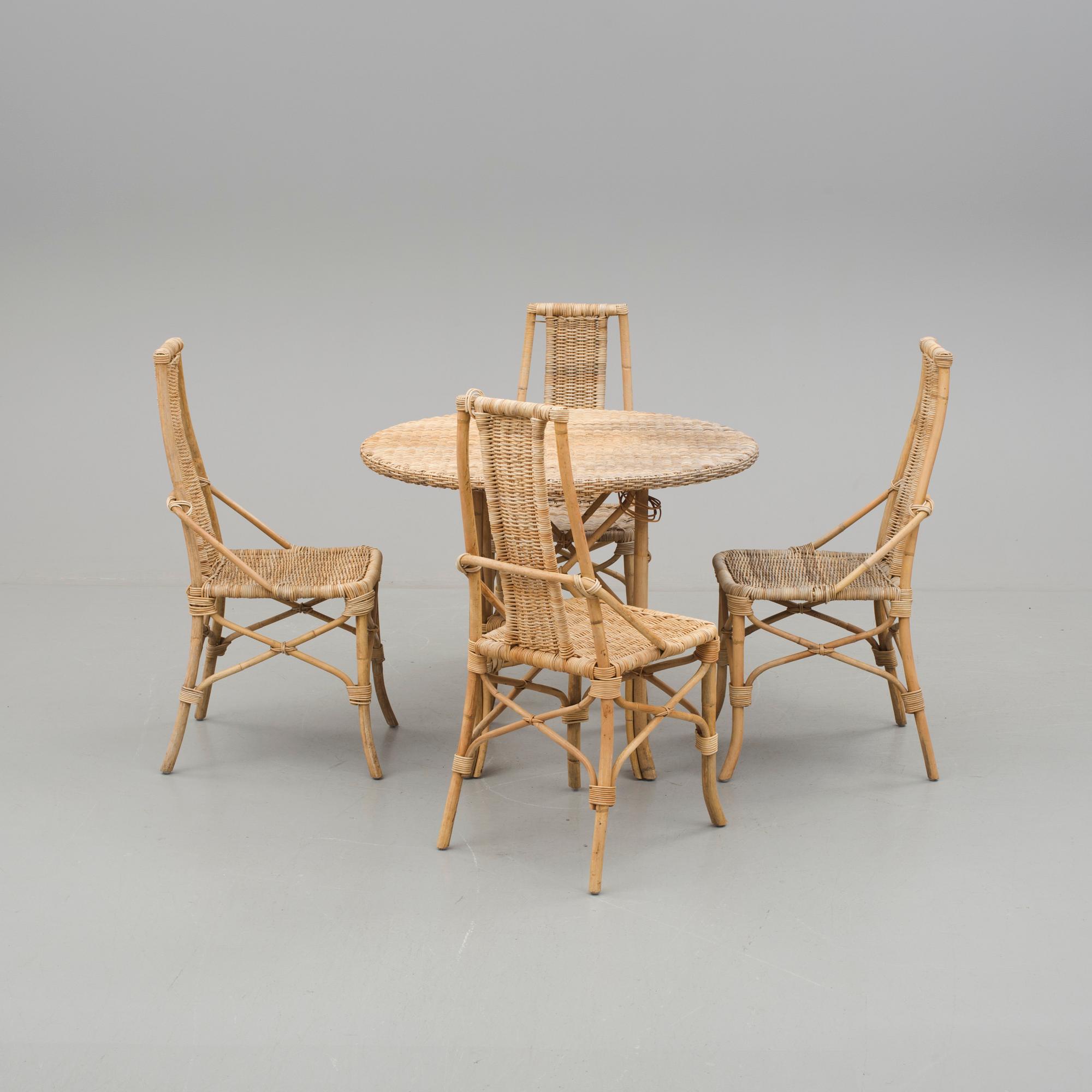 MÖBELGRUPP, 5 delar, rotting, 1900-talets andra hälft.