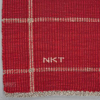 A CARPET, flat weave, ca 234,5 x 170,5 cm, signed NKT (Nordiska Kompaniets Textilkammare).
