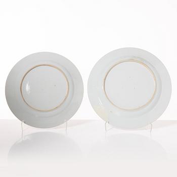 A group  of three serving dishes, a serving bowl, a cup, and seven plates, porcelain, including China 18th century.