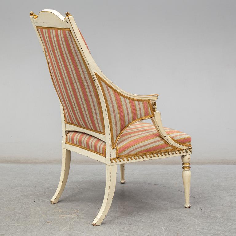 A late Gustavian armchair, attributed to Ephraim Ståhl, circa 1800.