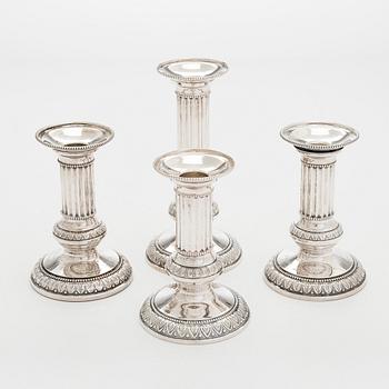 A set of four silver candlesticks, Kultateollisuus oy, Turku, 1968 and 1988.