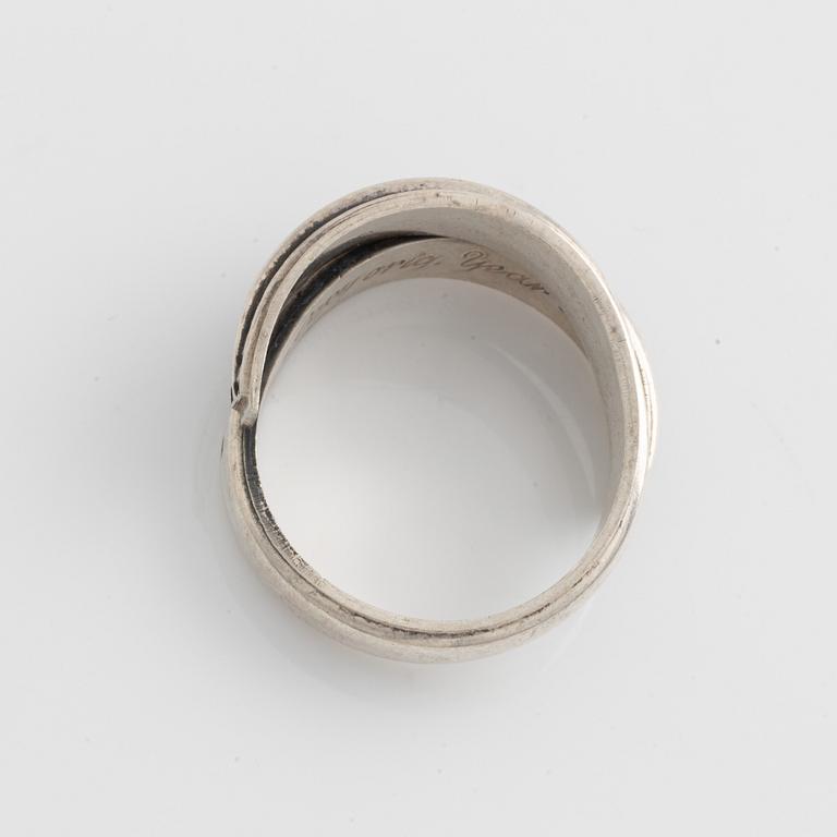 David Andersen, armring, ring samt örhängen, silver, Norge.