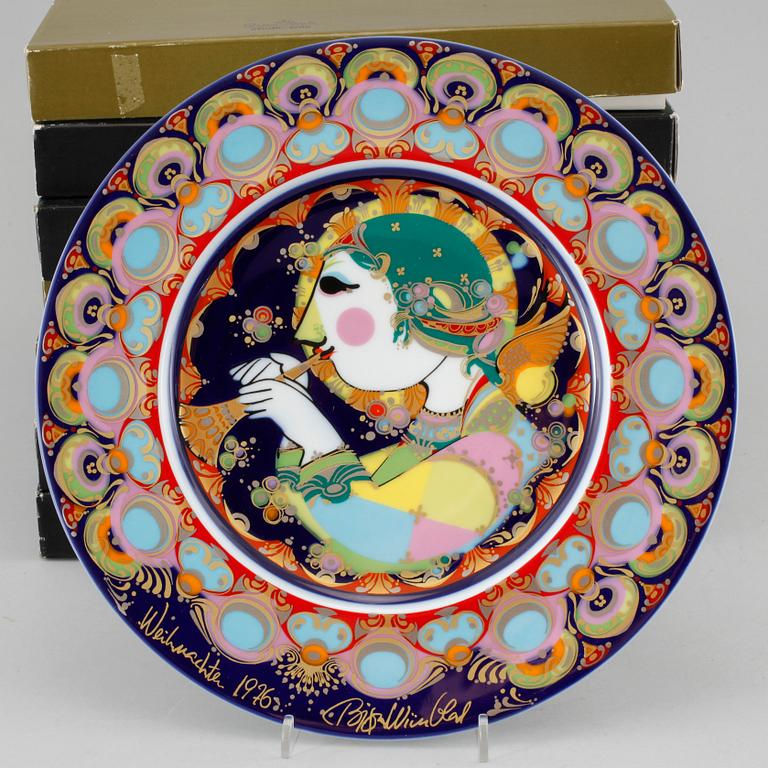 TALLRIKAR, 8 st, samt ASSIETTER, 2 st, porslin, Björn Wiinblad, Rosentahl, 1900-talets andra hälft.