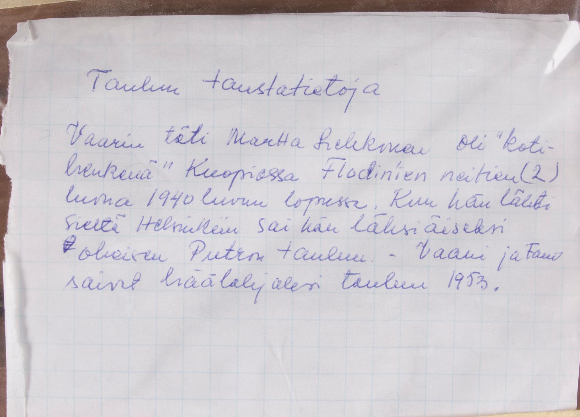 OKÄND KONSTNÄR, olja på duk, a tergo signerad J. Pietro, 1900-talets första hälft.