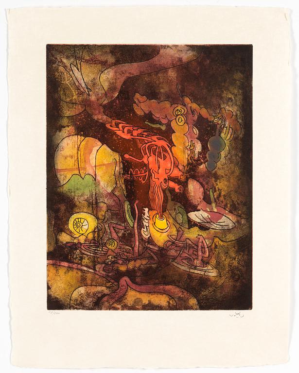 ROBERTO MATTA, 10 pieces of aquatint etchings named "Home' Mére", signed and numbered 71/100.