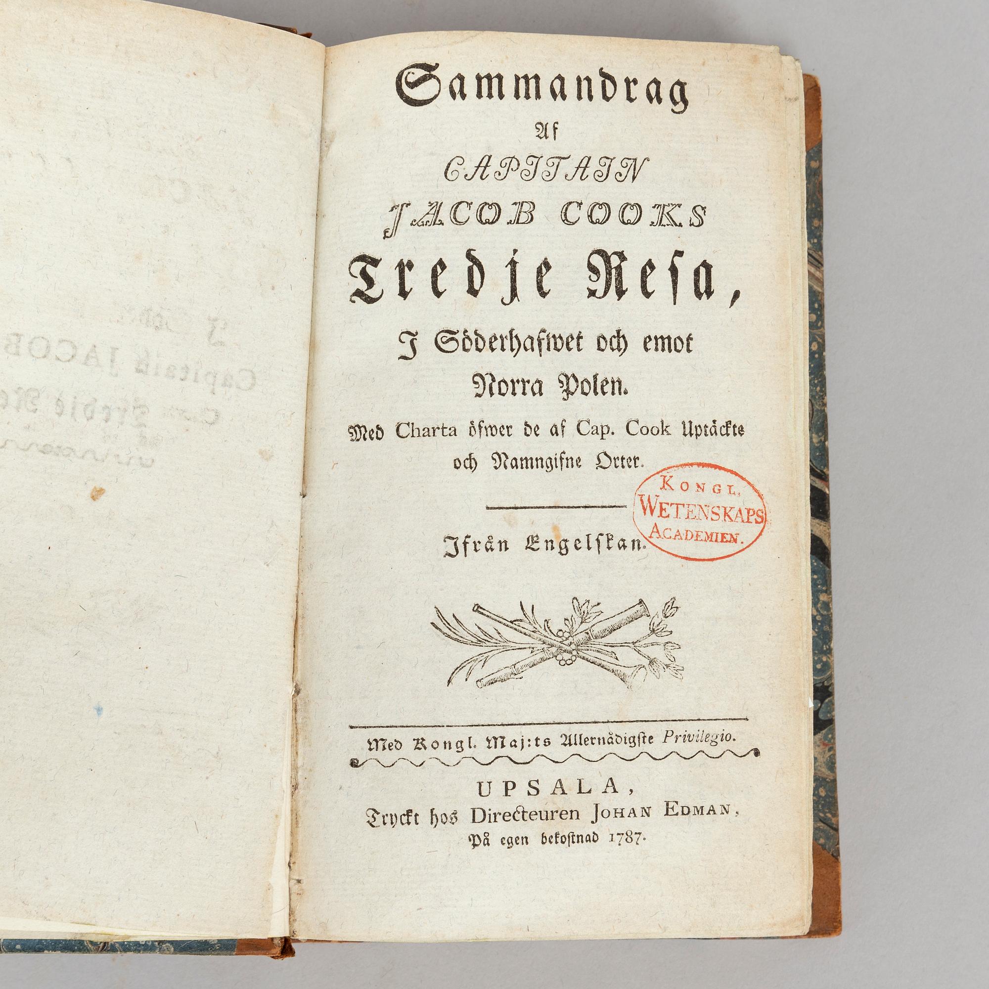 Cook’s second and third voyages, in Swedish, 1783 & 1787.