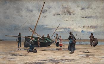 August Hagborg, 'Fiskebåten välsignas' (The ceremony of blessing of a fishing boat / Bénédiction d'une barque).