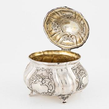 Sockerskål, rokokostil, silver, 1900-talets början, svenska importsämplar.