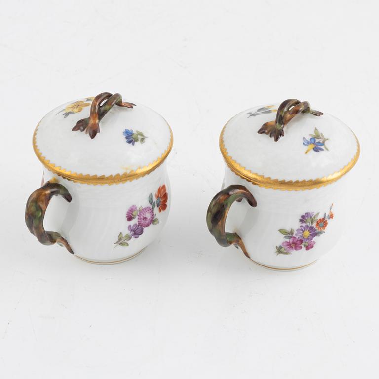 Eleven custard cups, "Saxon Flower", Royal Copenhagen, Denmark.