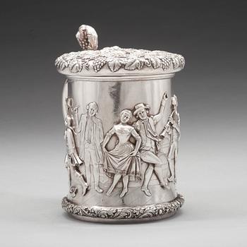 A Swedish 19th century parcel-gilt tankard, mark of Gustaf Folcker, Stockholm 1847.