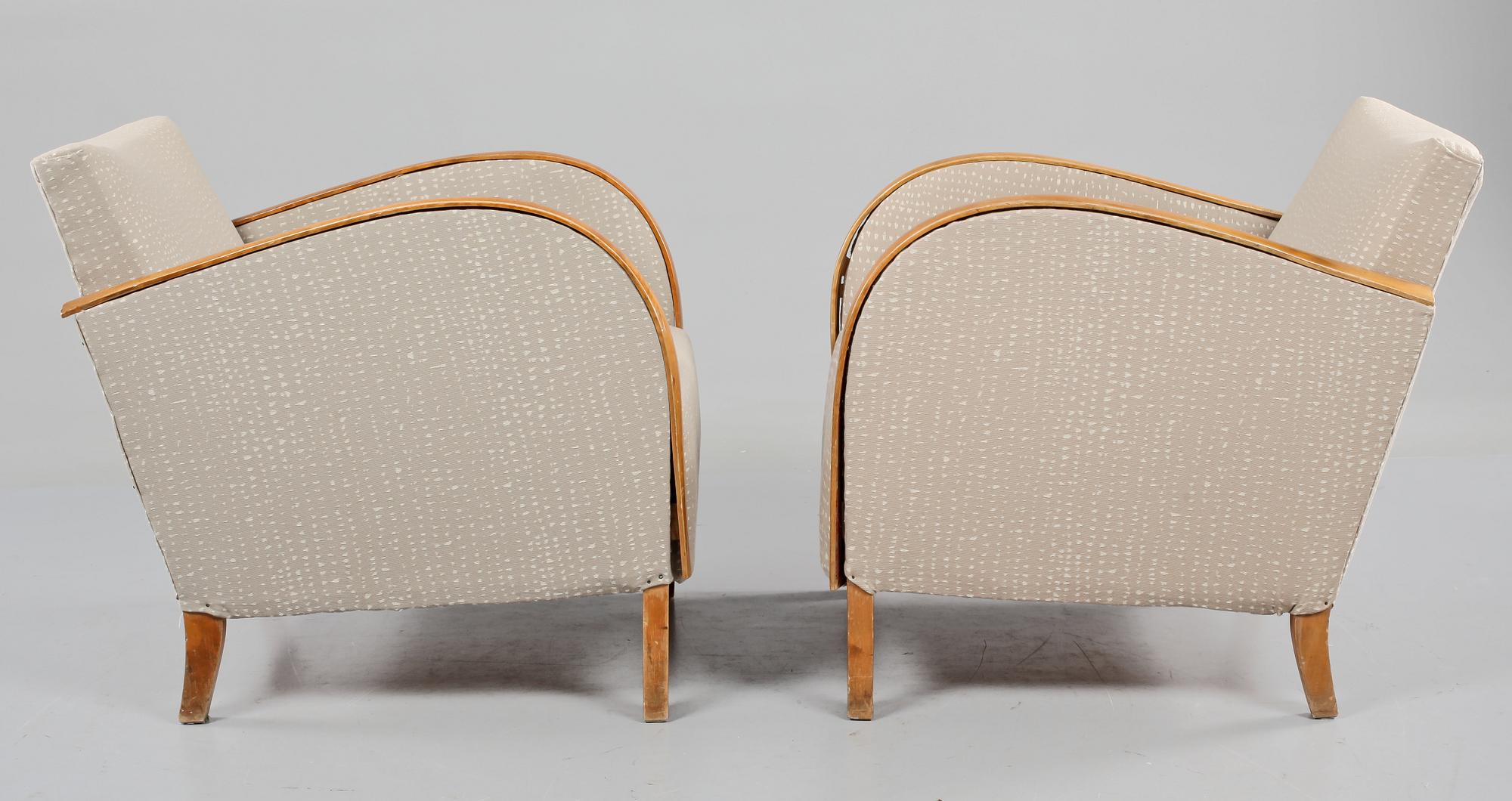 FÅTÖLJER, ett par, art déco, 1900-talets första kvartal.