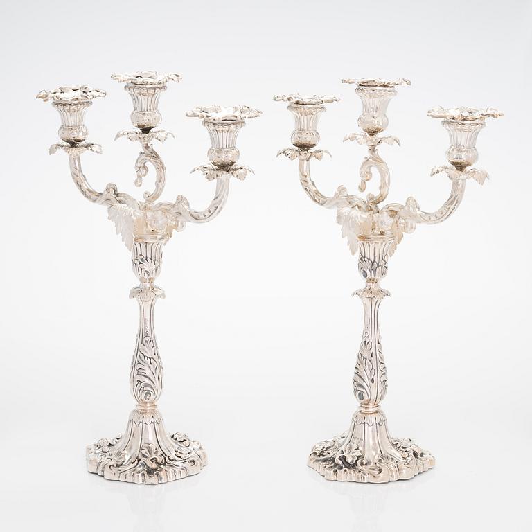 Gustaf Möllenborg, kandelabrar, ett par, silver, Stockholm 1876. Nyrokoko.