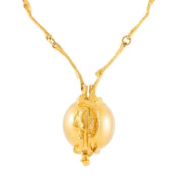 611O. A Björn Weckström, necklace with watch "Sun Dial" 18K gold. Lapponia 1978. 67 g.