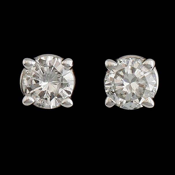 ÖRHÄNGEN, 1 par, 14 k vitguld. Briljantslipade diamanter tot ca 0.33 ct.