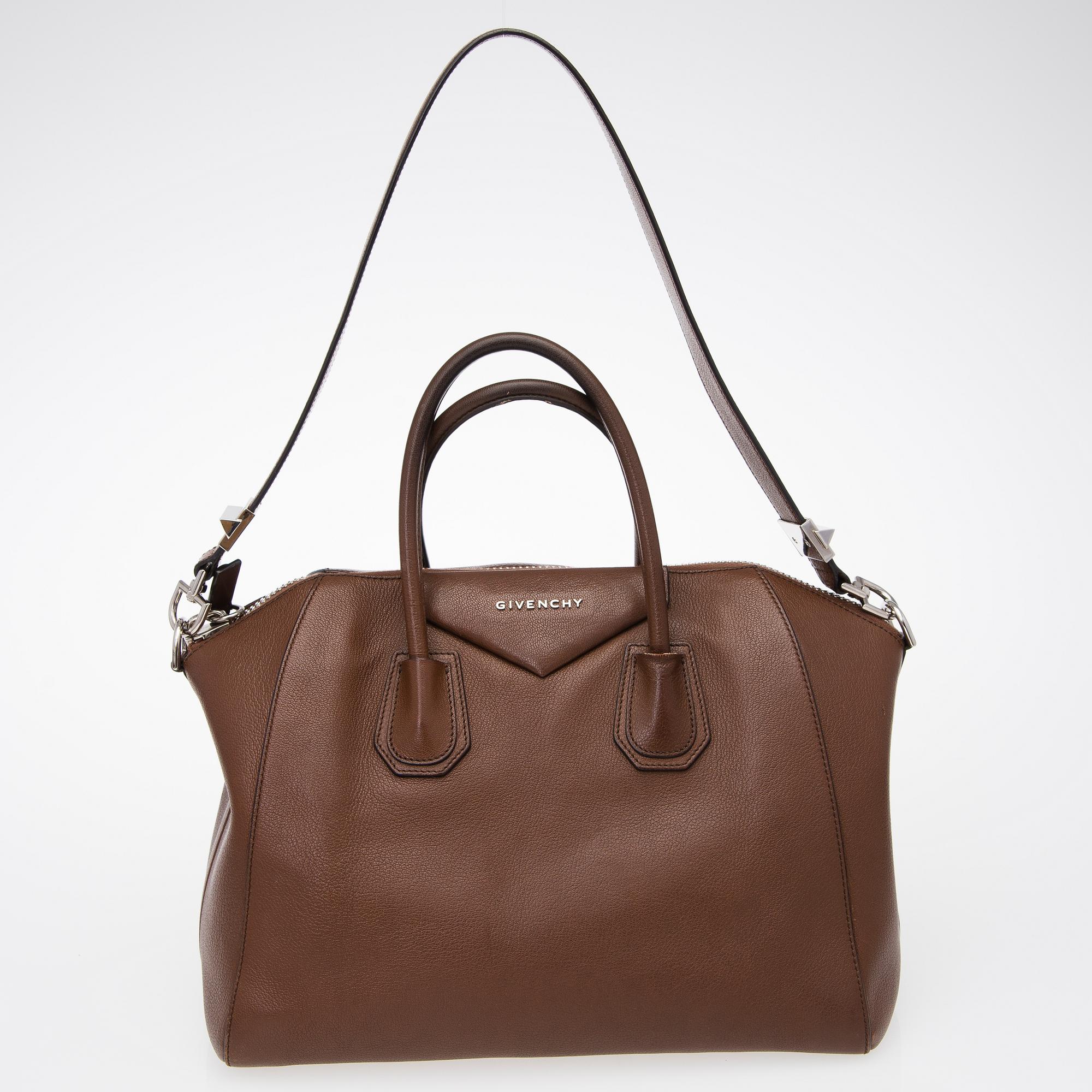 Givenchy Brown Leather Medium Antigona Bag.