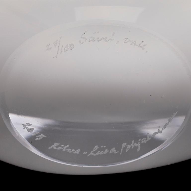 Ritva-Liisa Pohjalainen, A glass vase, signed 2015 Ritva-Liisa Pohjalainen 27/100.
