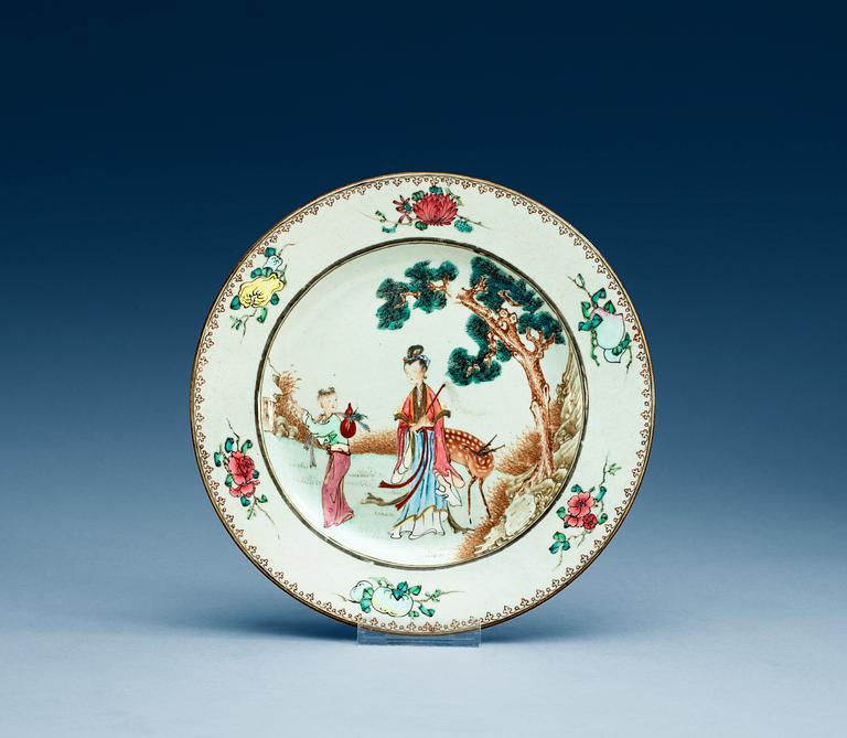 A famille rose dinner plate, Qing dynasty, Qianlong (1736-95).