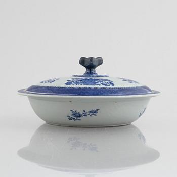 A blue and white porcelain dish with cover, China, Jiaqing (1796-1820).