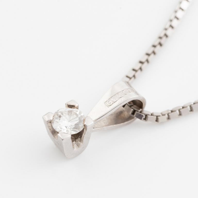 Hänge med kedja 18K vitguld med en rund briljantslipad diamant.