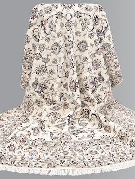 A part silk Nain carpet, so called 6LAA, ca 354 x 250 cm.